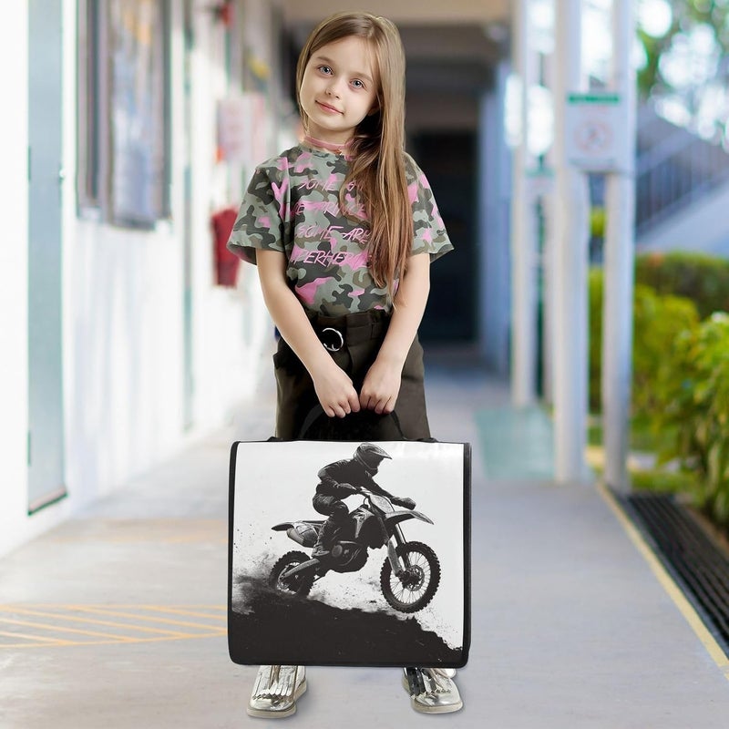 KEEPREAL Motocross Rider Zipper Binder for School with Shoulder Strap & Extra Pockets - 1.5 Inch 3-Ring Binder Holds 500+ Sheets, Textbooks, Laptop - Image 3